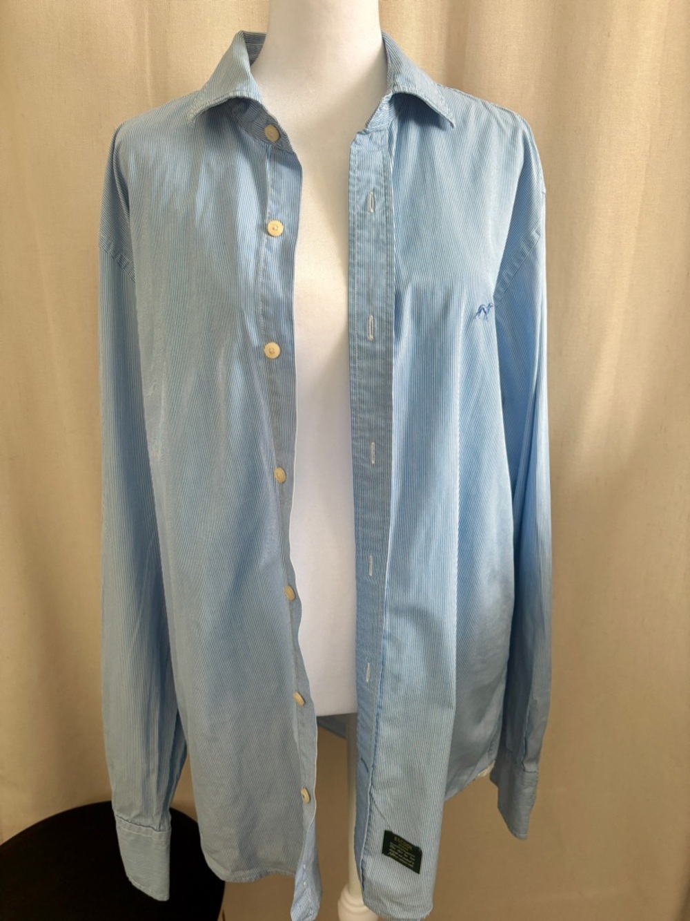 Sacoor Brothers Blue Striped Button-Down Shirt | Size XL